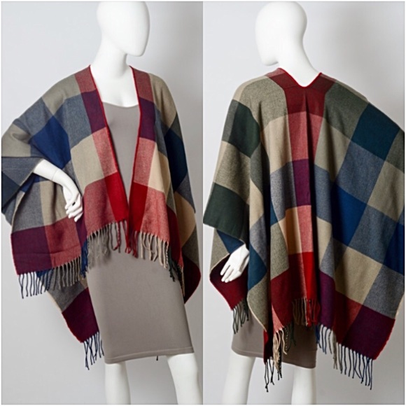 Boho Ruana Kimono Poncho Shawl Scarf Wrap OSFM - Picture 6 of 6